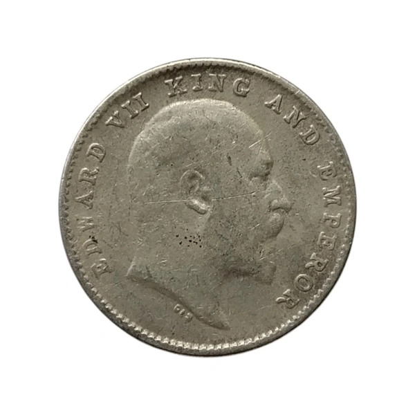 2 Annas Silver Coin - Edward 7th King  - 1910