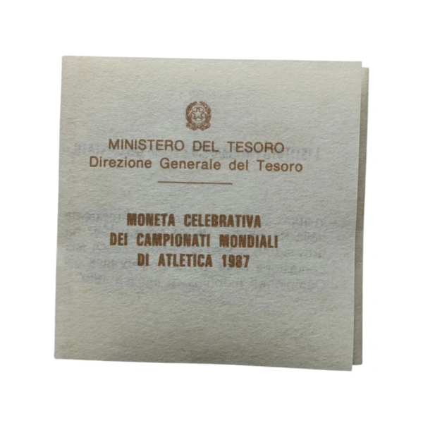 1987 Italy 500 Lire - World Athletic Championship - Silver Proof Coin with Premium Packing 