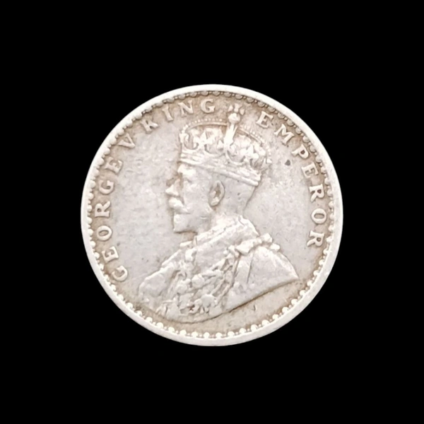 1917 2 Annas Silver Coin - George 5th King 