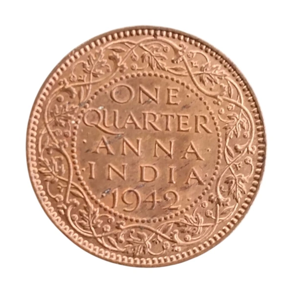 One Quarter Anna UNC coin - George 6th King  - 1942
