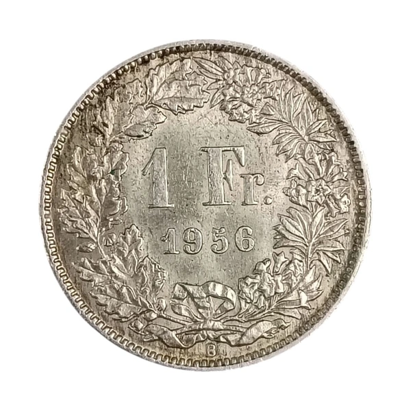 Switzerland 1 Franc - Silver Coin - 1956