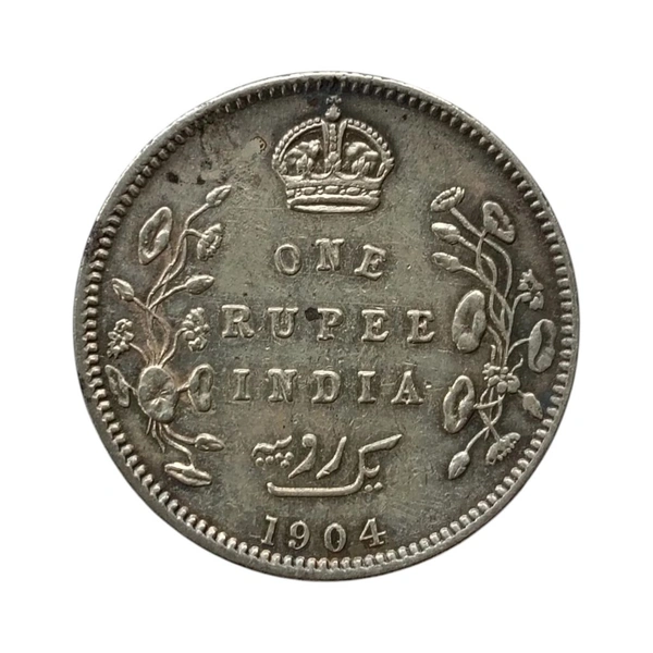 Edward 7th King - 1 Rupee Silver Coin - 1904