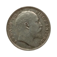Edward 7th King - 1 Rupee Silver Coin - 1910