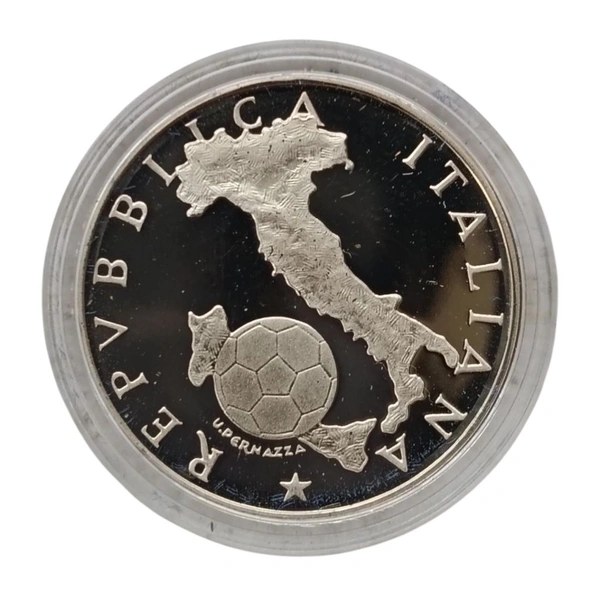 1986 Italy 500 Lire - FIFA World Cup - Mexico '86 - Silver Proof Coin with Premium Packing 