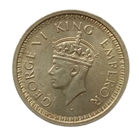 1945 1 Rupee Silver Coin - George 6th King - Bombay Mint, UNC