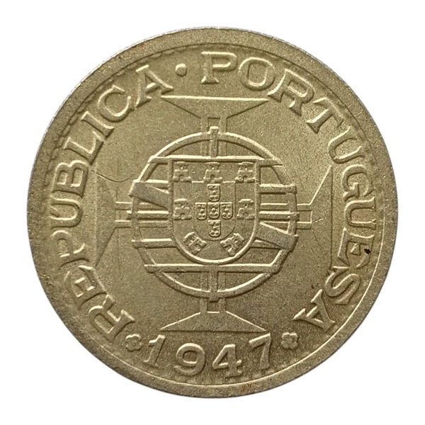 1947 Portuguese India - 1 Rupia Silver Coin - AUNC condition - SCARCE Coin