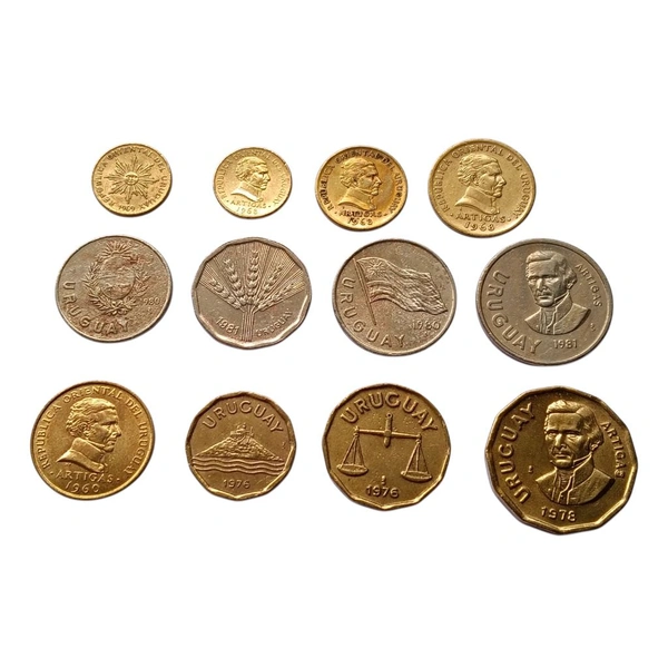 Uruguay 12 Different Coins Set 
