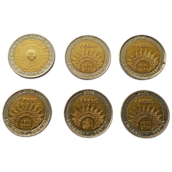 Argentina 6 Different 1 Peso Coins Set