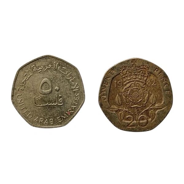 Same Shape 2 Coins Set - Equilateral curve heptagon (7-sided)