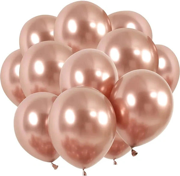 Rose Gold Chrome Balloons (50 Pc Pack) - 9 Inch, Rose Gold