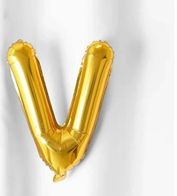 "V" Letter-Alphabet foil balloon - 16 Inch, Golden