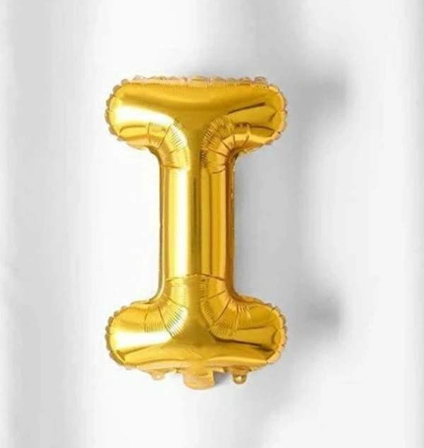 "I" Letter-Alphabet foil balloon - 16 Inch, Golden