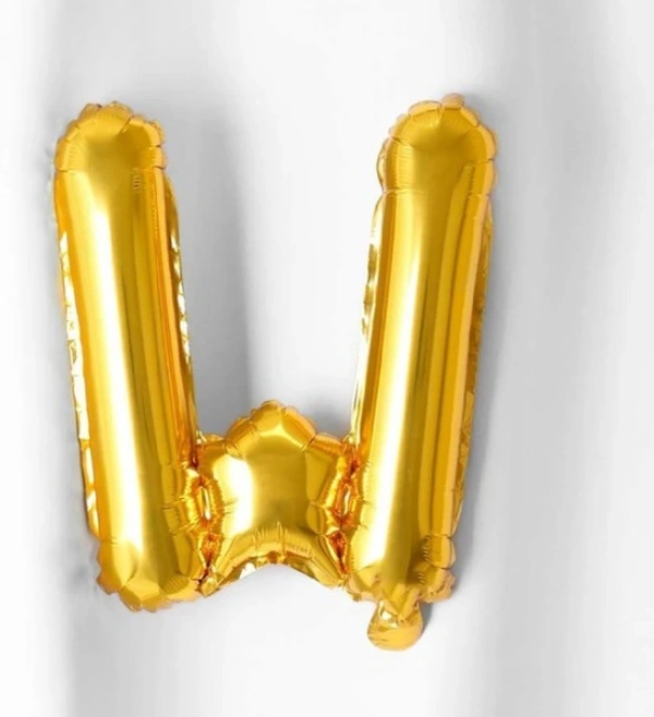 "W" Letter-Alphabet foil balloon - 16 Inch, Golden