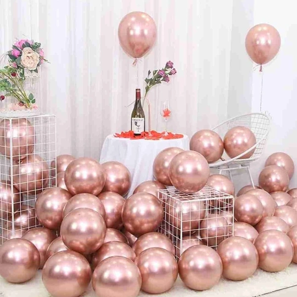 Rose Gold Chrome Balloons (50 Pc Pack) - 9 Inch, Rose Gold
