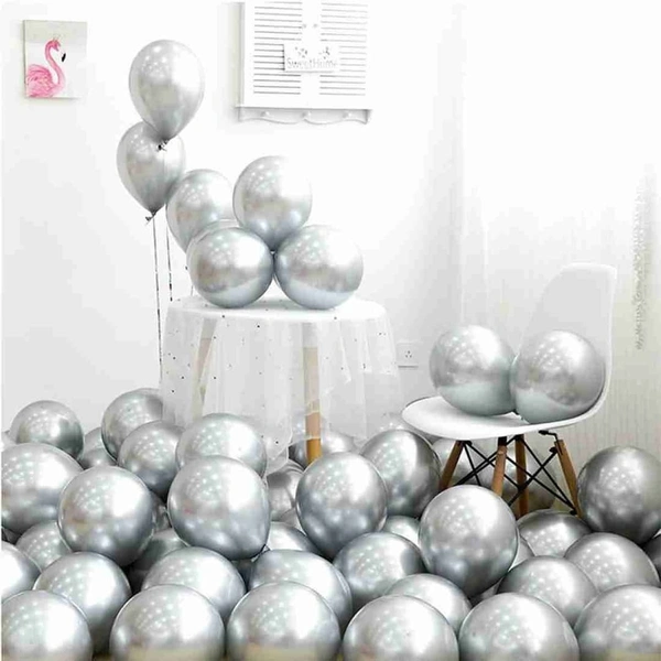 Silver Chrome Balloons ( 50 Pc Pack) - 9 Inch, Silver