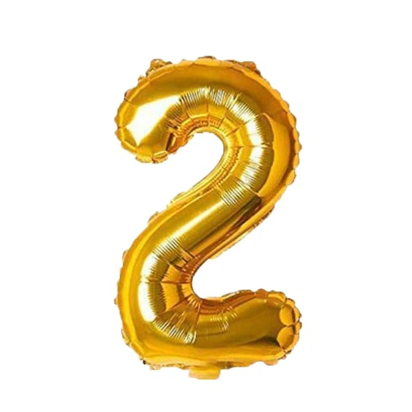 "2" Number foil balloon - 16 Inch, Golden