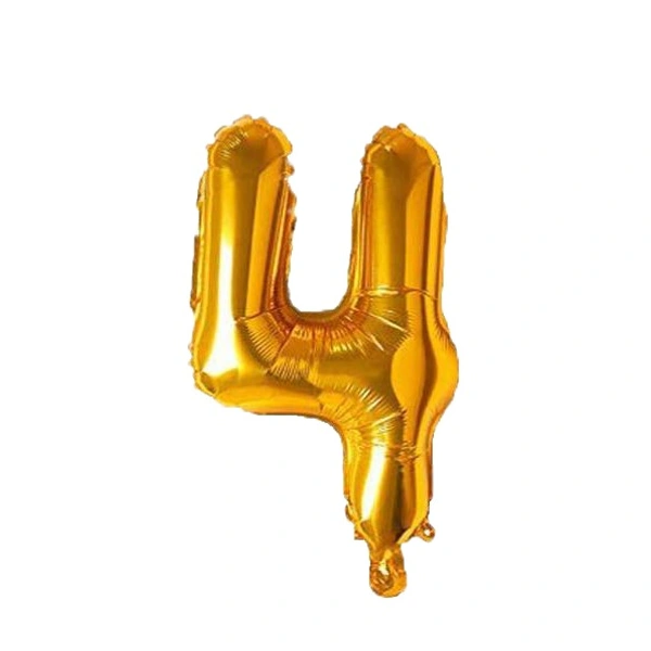 "4" Number foil balloon - 16 Inch, Golden