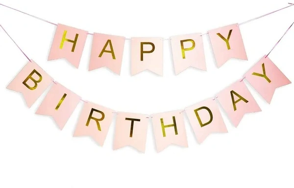 Rose Gold Happy Birthday Banner - 6*8 Inch, Rose Gold