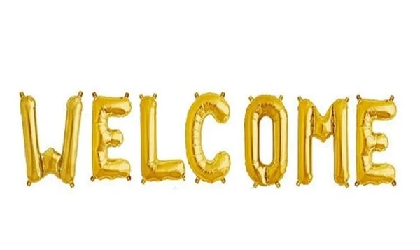 Welcome Golden Foil Balloon  - 16 Inch, Golden