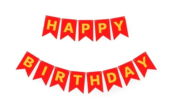 Red Happy Birthday Banner - 6*8 Inch, Red