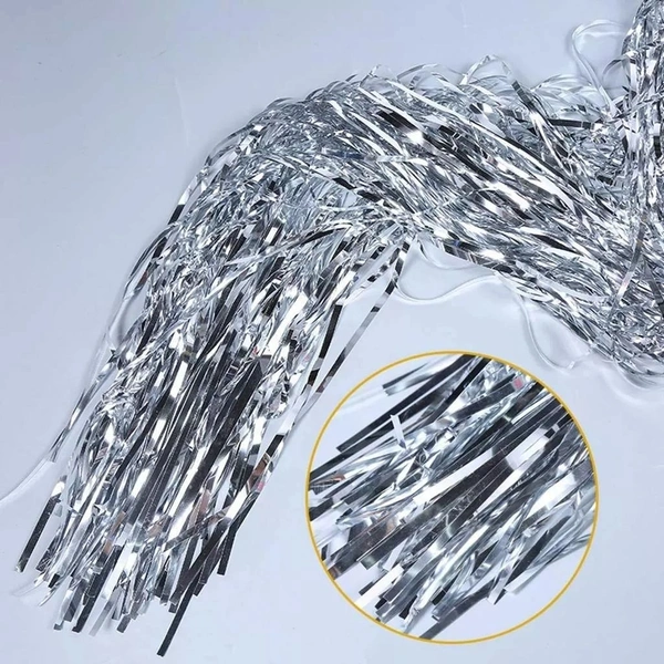 Silver Foil Fringe Curtain INDIAN - 3*6, Silver