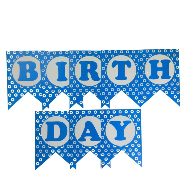 Decor Dex Happy Birthday Star Banner  - 13 Card, Blue