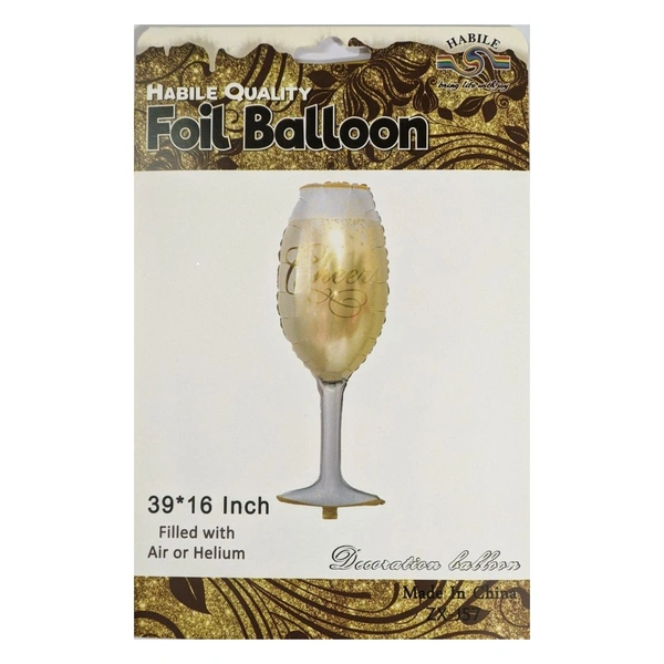Decor Dex Wine Glass Foil Balloons  - Big, Yellow