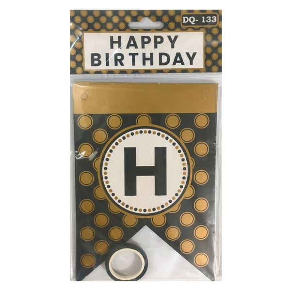 Decor Dex Happy Birthday Circle Banner - 13 Card, Golden