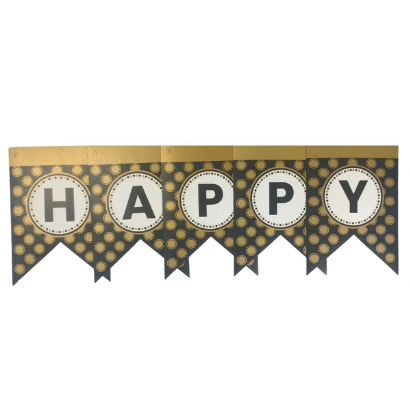 Decor Dex Happy Birthday Circle Banner - 13 Card, Golden