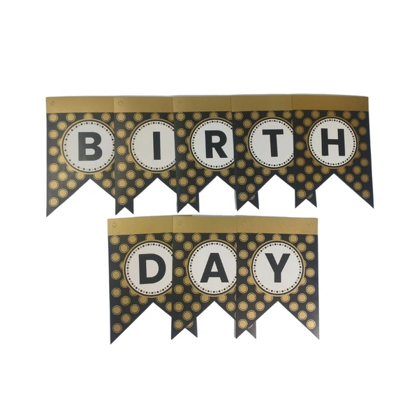Decor Dex Happy Birthday Circle Banner - 13 Card, Golden