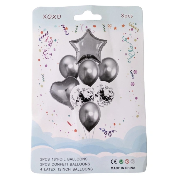 Decor Dex Star heart balloons combo - Big, Grey