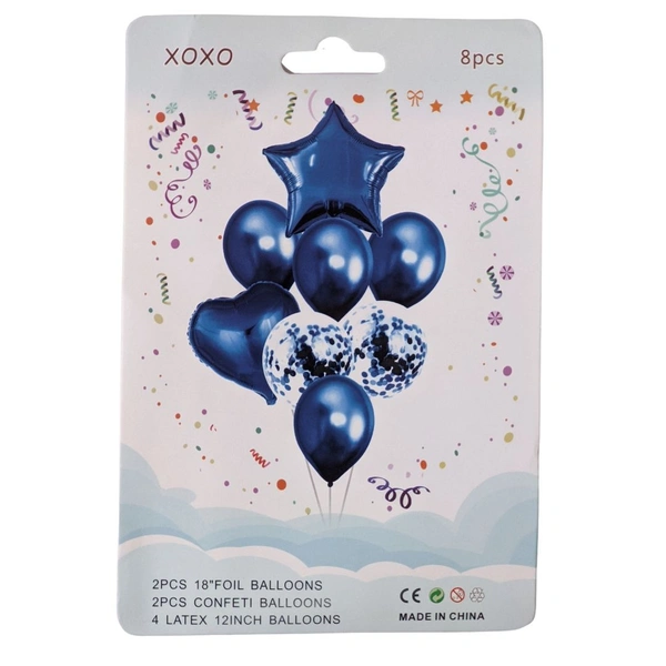 Decor Dex Star heart balloons combo - Blue