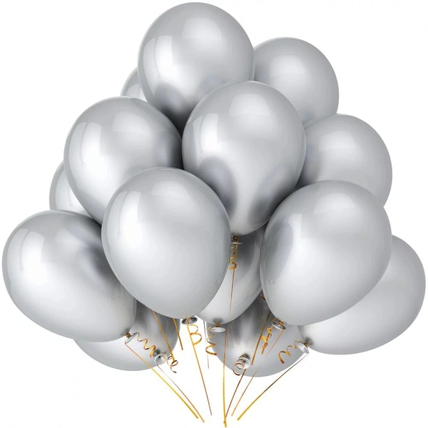 Decor Dex Silver Metallic Balloons (40pc) - 9 Inch, Silver