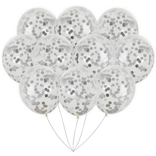 Dex Confetti Balloons pack of 5 - Big, Silver