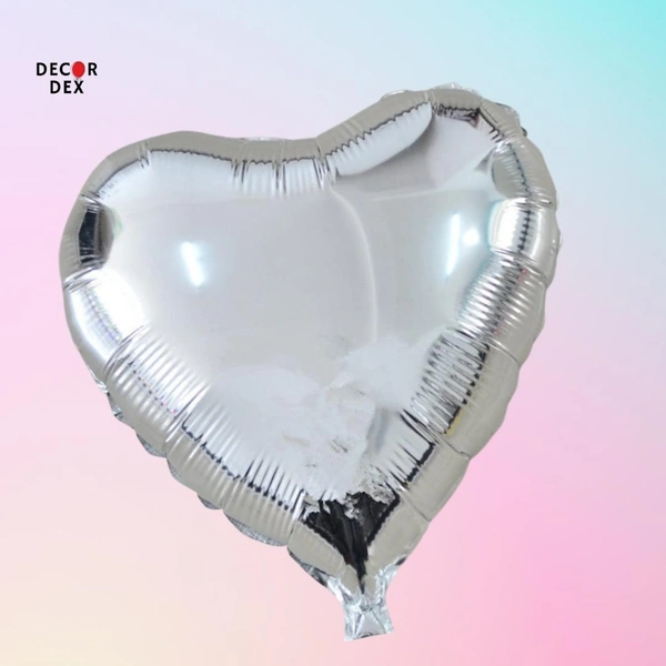 Dex Heart foil balloon 5pc - 18 Inch, Silver