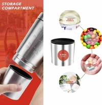Stainless Steel Gym Shaker Bottle with Extra Storage(with Spring Ball),100% Leak Proof and Food Grade,750ml