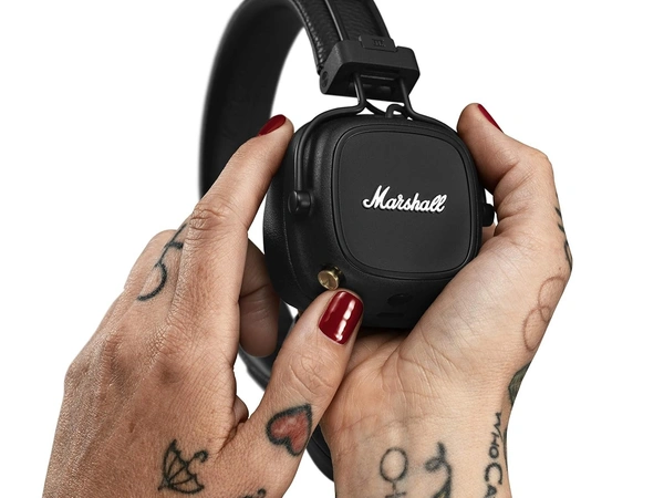 Major IV Wireless On-Ear Headphones with 80+ Hours of Playtime, Multi-Dimensional Control Knob, Wireless Charging- Black