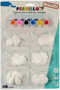 6 Sets Arts and Crafts Set Painting Kit for Kids Unpainted DIY Ceramic Figurines Paint Your Own Figurines with 1 Brush