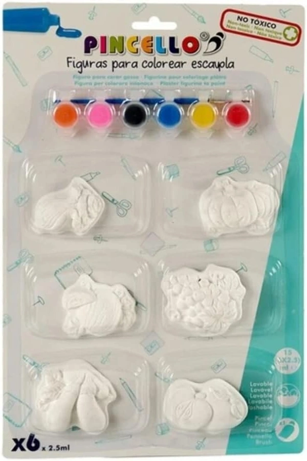 6 Sets Arts and Crafts Set Painting Kit for Kids Unpainted DIY Ceramic Figurines Paint Your Own Figurines with 1 Brush