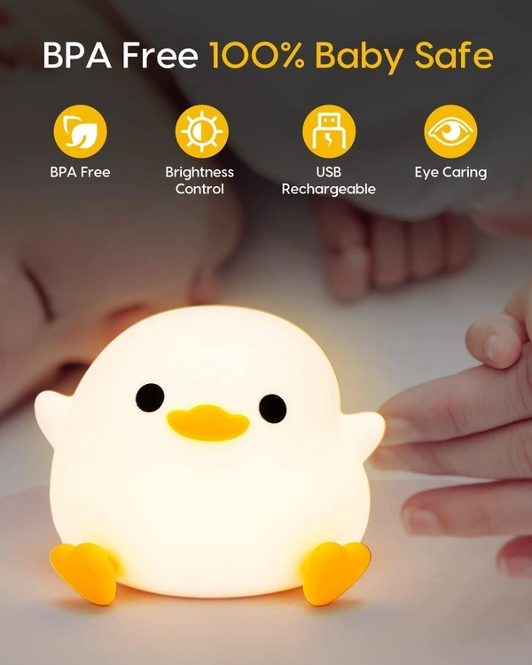 DoDo Duck Night Light, Zorzel Cute Duck Lamp, Silicone Dimmable Nursery Nightlight, Rechargeable LED Bedside Lamp with 20 Minutes Timer & Tap Control Baby Girls Women Bedrooms, Living Room