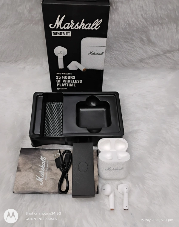 Marshall Minor III Bluetooth Truly Wireless in-Ear Earbuds with Mic (Cream)