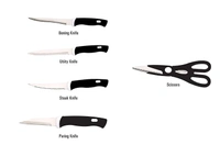 Stainless Steel Kitchen Knife & Knives Set with Knife Scissor and Wooden Chopping Board for Vegetable & Fruit Cutting Slicing Chopping Multi-Color(Pack of 6)