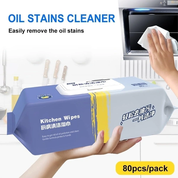 80 pcs Kitchen Cleaning Wipes | Strong Decontamination Kitchen Wipes | Disposable Kitchen Wet Wipes Household Cloth Towel For Removing Grease Stains And Cleaning Glass Table Wet Tissue Wipes