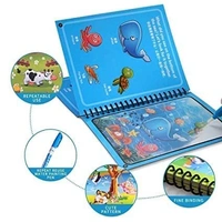  4-Pack Water Magic Coloring Books with Refillable Pens - No-Mess Water Reveal Activity Book Set for Kids - Reusable & Travel-Friendly