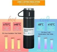  VACCUM FLASK SET Stainless Steel Thermo 500ml/16.9oz Vacuum Insulated Bottle with Cup for Coffee Hot Drink