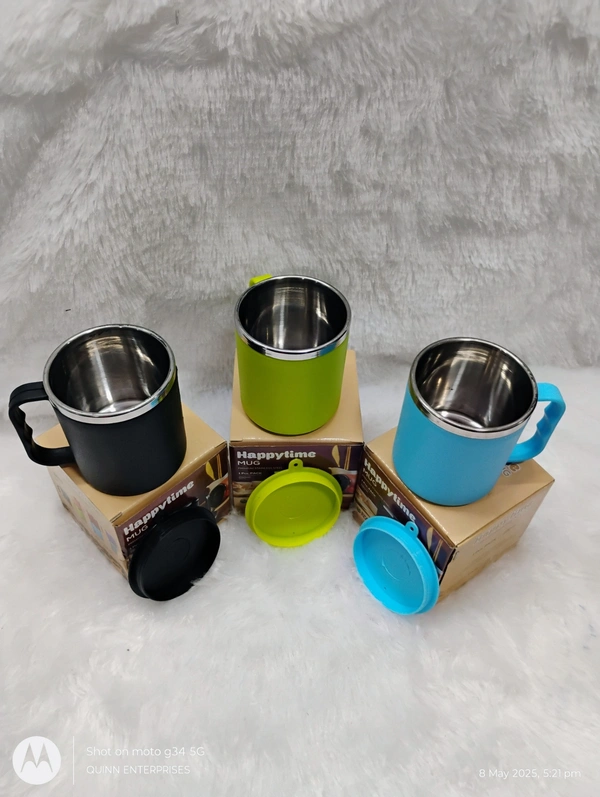 Stainless Steel, Plastic Coffee Mug with Lid,  Long Life Durable, Water tite Cup of Tea and Coffee