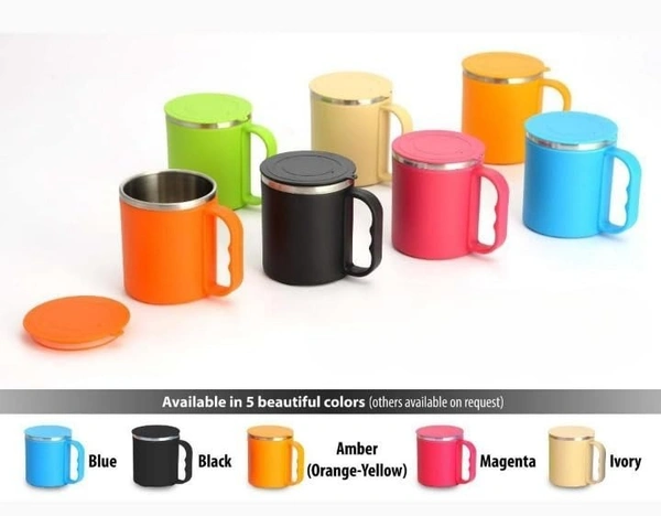 Stainless Steel, Plastic Coffee Mug with Lid,  Long Life Durable, Water tite Cup of Tea and Coffee