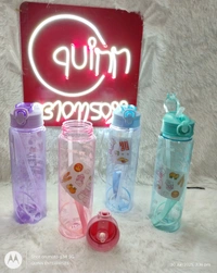 Motivational Water Bottle with Time Markings, 1000ml, Clear Plastic with Flip-Top Lid, Hourly Hydration Tracker