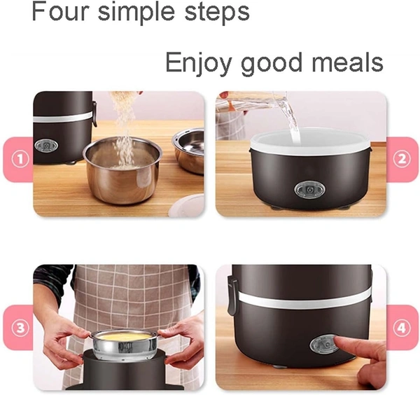 Electric Lunch Box, Portable Food Lunch Heater,3 Layers 2L Portable Electric Lunch Box Food Storage Heater Container Rice Cooker