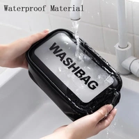 Wash Bag Pouch for Travel Kit Toiletry Bag Cosmetic Bag Make Up Box for Brushes, Accessories with Handle, Large Capacity Translucent Waterproof Travel Storage Mini Size - Small